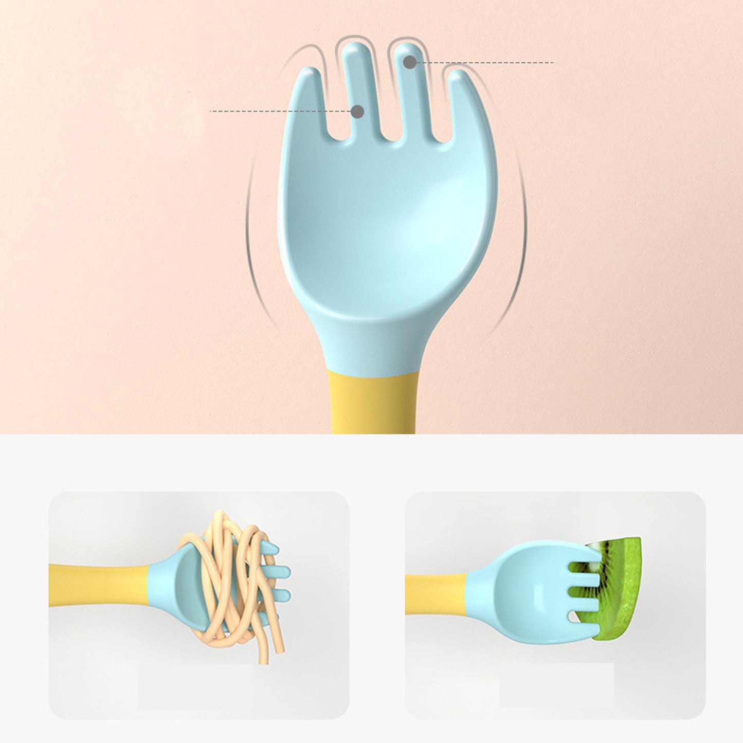 Toddler Silicone Fork & Spoon Set – Bendable Self-Feeding Utensils for Baby Training