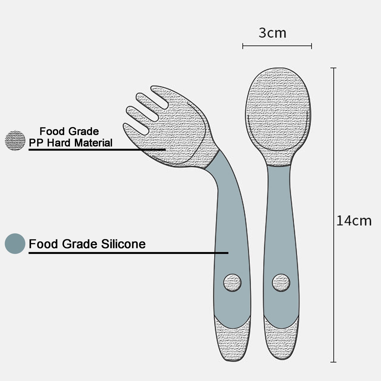Toddler Silicone Fork & Spoon Set – Bendable Self-Feeding Utensils for Baby Training