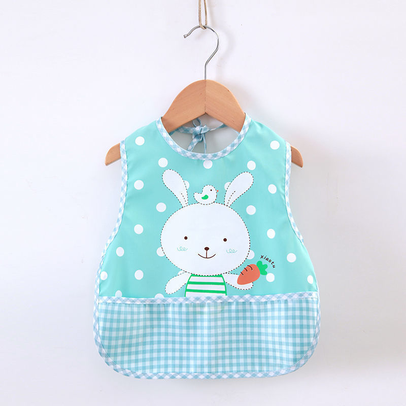 Sleeveless Waterproof Baby Bib with Food Catcher – Cute & Mess-Free Mealtime