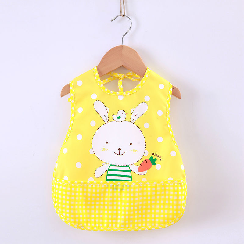 Sleeveless Waterproof Baby Bib with Food Catcher – Cute & Mess-Free Mealtime