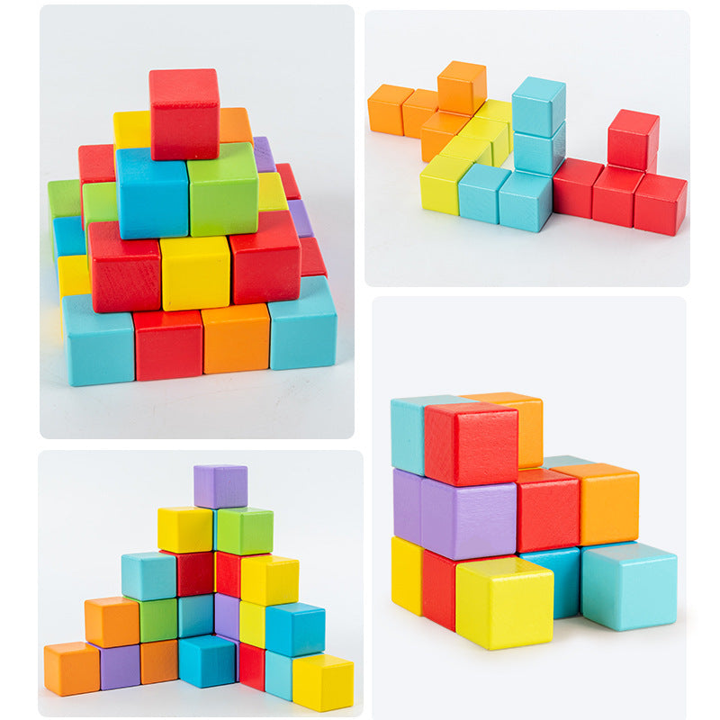 Wooden 3D Building Blocks – Montessori Brain Development Toy for Toddlers (36+ Months)