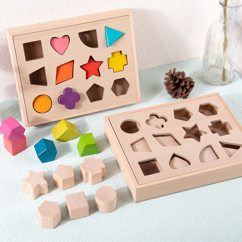 Wooden Montessori Puzzle Toy Set – Shape & Color Matching Game for Toddlers (Eco-Friendly