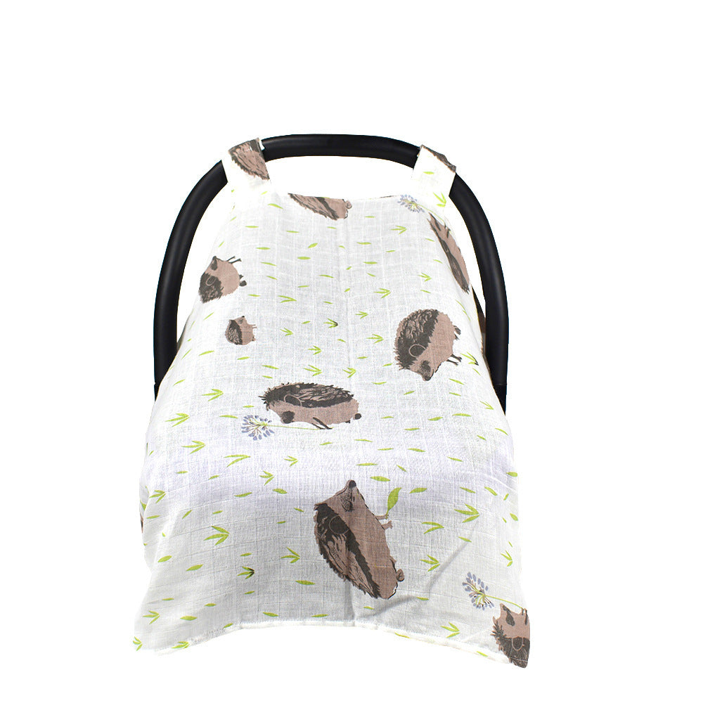 Multifunctional Baby Car Seat Sunshade – Breathable Cotton Canopy Cover with Stylish Print (114×90cm)