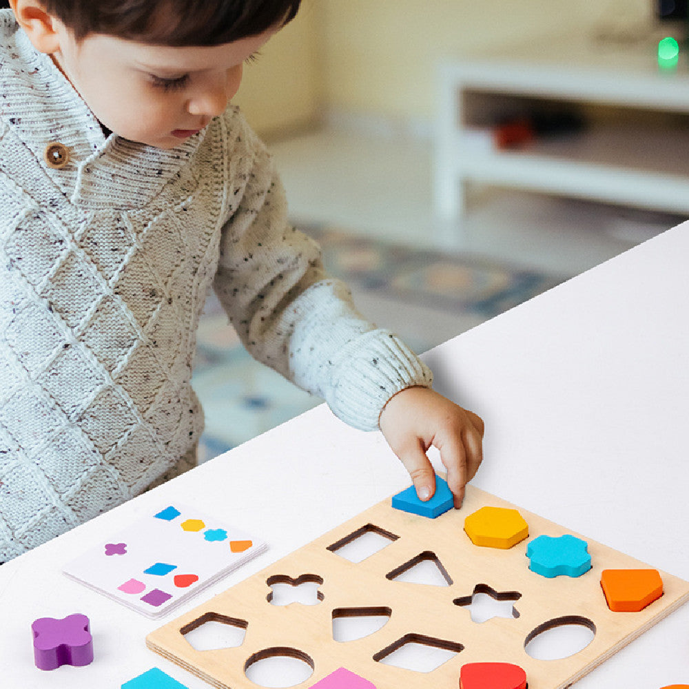 Wooden Montessori Puzzle Toy Set – Shape & Color Matching Game for Toddlers (Eco-Friendly