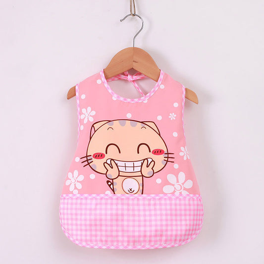 Sleeveless Waterproof Baby Bib with Food Catcher – Cute & Mess-Free Mealtime