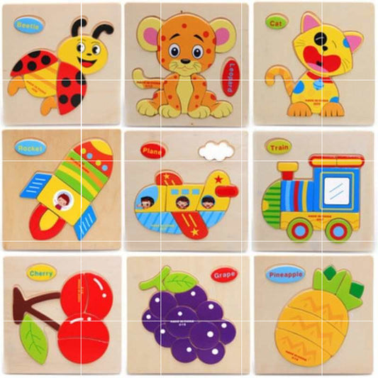 Wooden Jigsaw Puzzle Set – Cartoon Learning Toys for Toddlers (32-Piece Set)