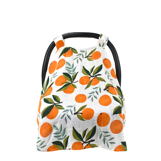 Multifunctional Baby Car Seat Sunshade – Breathable Cotton Canopy Cover with Stylish Print (114×90cm)