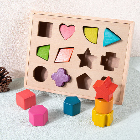 Wooden Montessori Puzzle Toy Set – Shape & Color Matching Game for Toddlers (Eco-Friendly