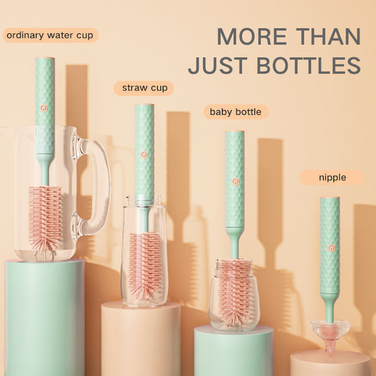 Electric Silicone Bottle Brush Set – 360° Rotating Baby Bottle & Pacifier Cleaner with Rechargeable Battery