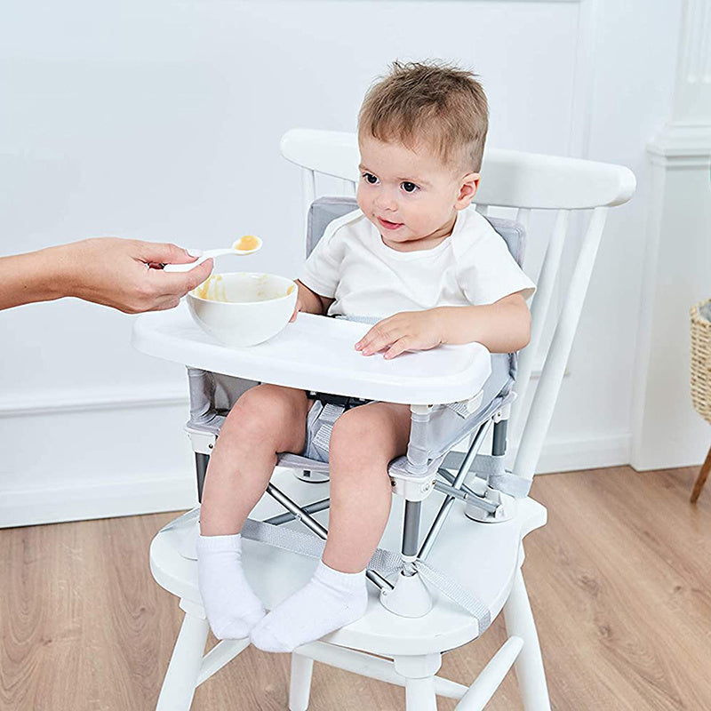 Foldable Baby Dining Chair – Portable High Chair with Safety Belt, Tray & Storage Bag (3+ Months)